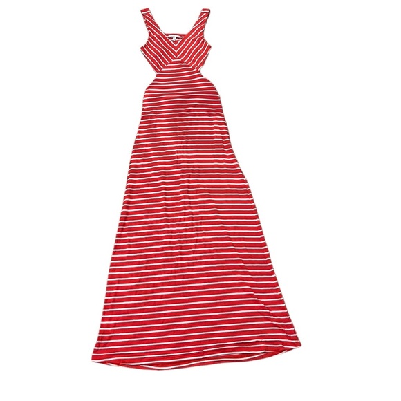 Moa Moa Red & White Striped Maxi Dress with Cut Out Back Detail - Women’s Size S - Picture 3 of 4